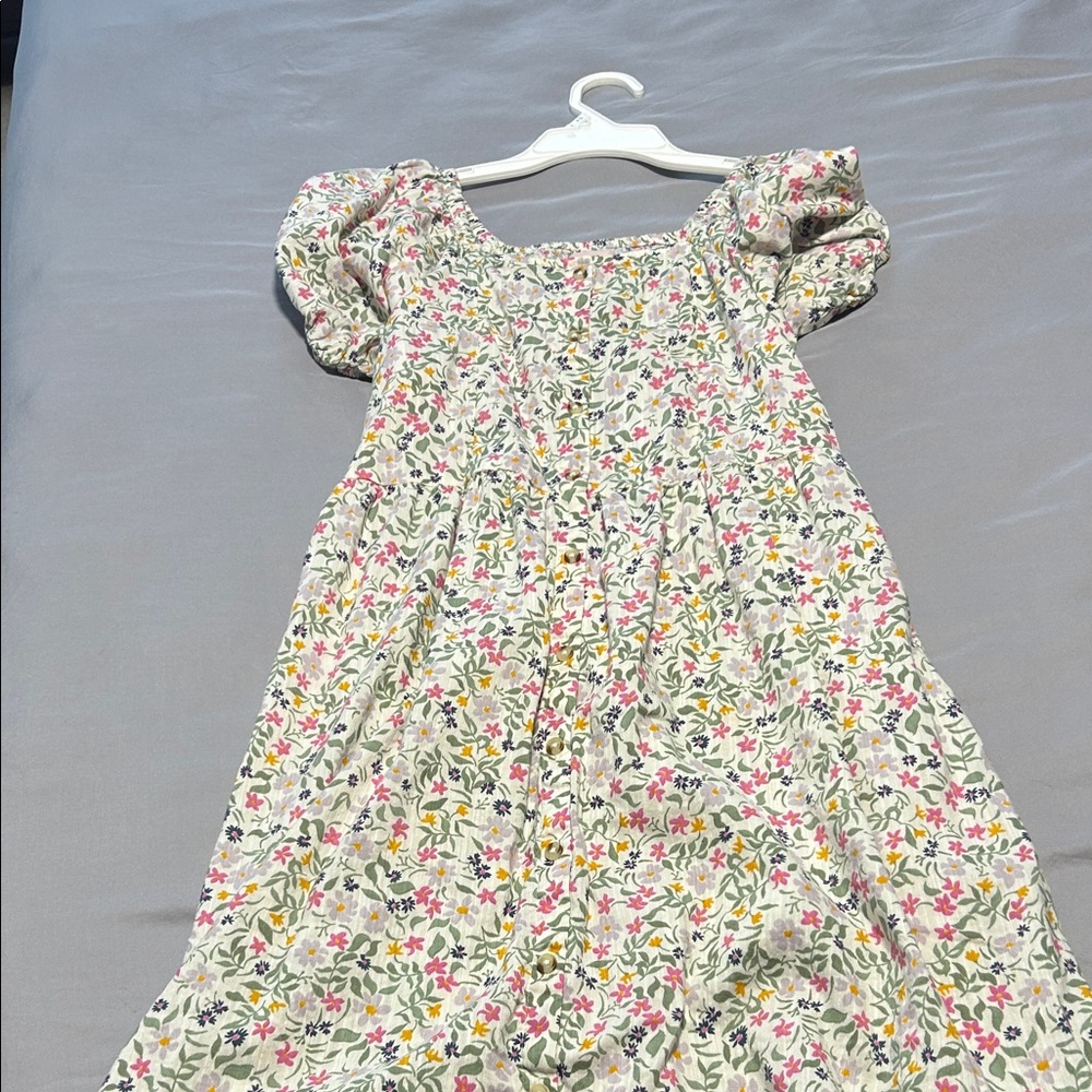 SO Floral Print Dress with Puff Sleeves